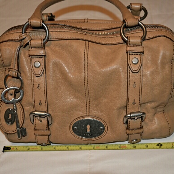 Fossil Leather Handbag Purse tan brown
