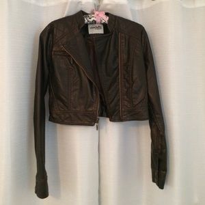 Dark Bronze Faux Leather Jacket
