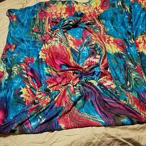 Multi color peacock pattern dress