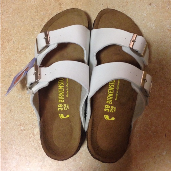 Women's white leather Birkenstocks