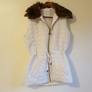 White down vest w/ removable fur collar