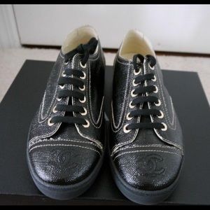 Chanel Light Pink Coated Toil Lace Up Shoes