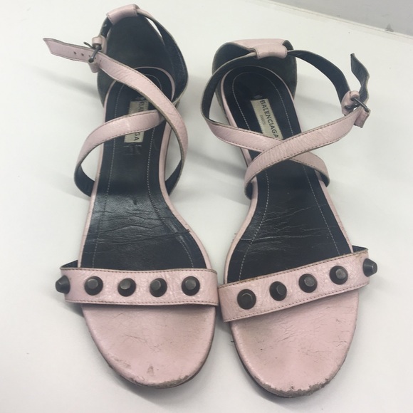 Balenciaga Light Pink Leather Arena Sandals