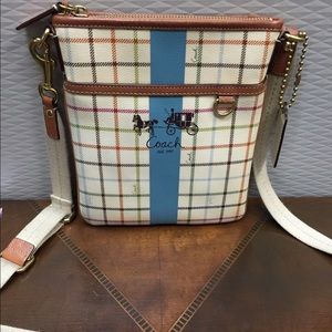 Coach plaid Crossbody with brown trim