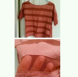 Last chance Short sleeve mesh stripe burnt orange
