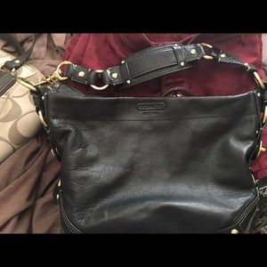 Black leather coach