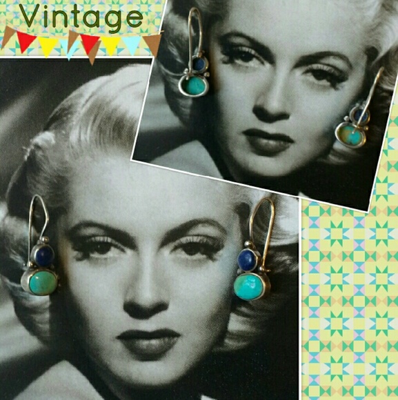 Vintage Jewelry - ✴ Turquoise & Lapis Earrings ✴ Vintage  Bali✴