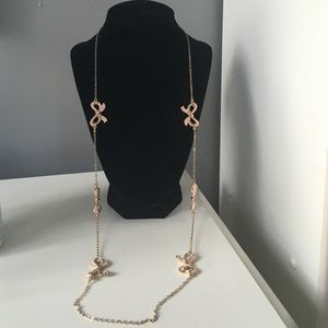 Loft PINK/GOLD (not real gold) Bow Necklace