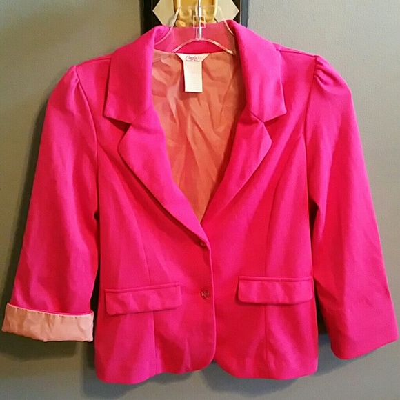 CANDIE'S cropped hot pink blazer Junior SZ L ~GC~