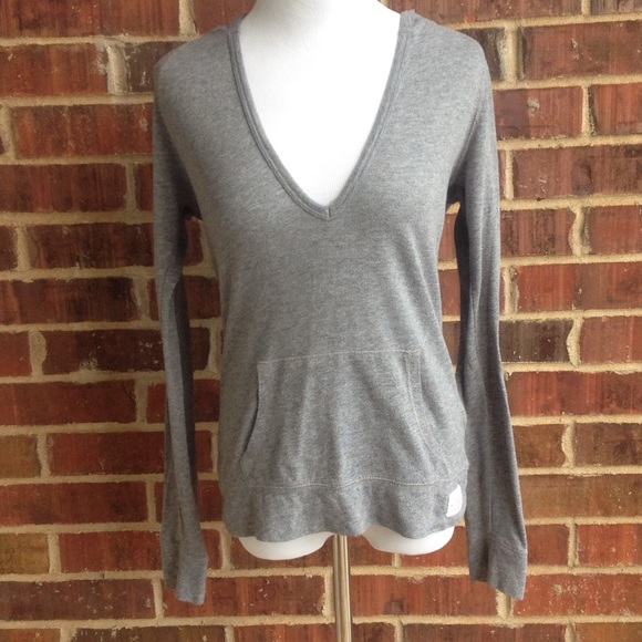 Gray fleece pullover hoodie