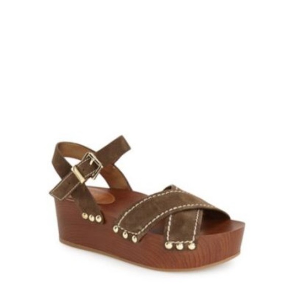 Sam Edelman Women's Green Suede Platform Sandals