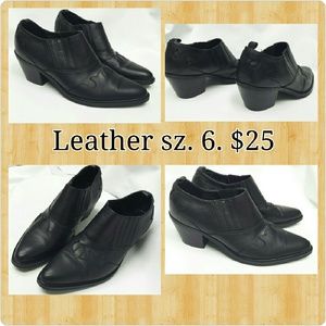 All leather black ankle boots size 6 $25