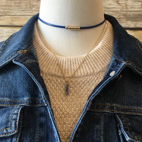 Bchic Jewelry - Blue Layered Choker with stone chain