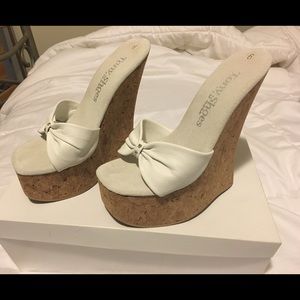 Tony shoes white platform wedges