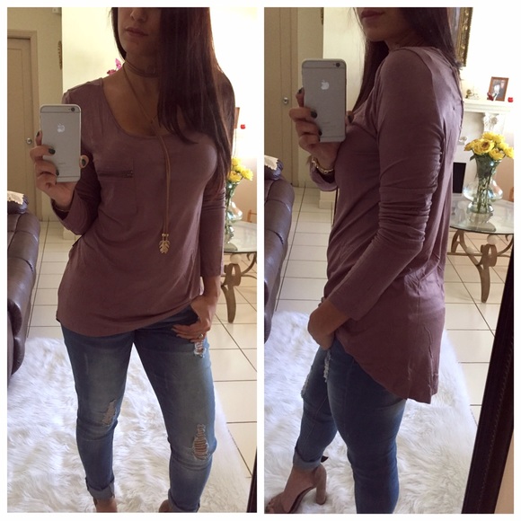 |FINAL PRICE| Mauve 'Cross my back' Long Sleeve - Picture 2 of 2