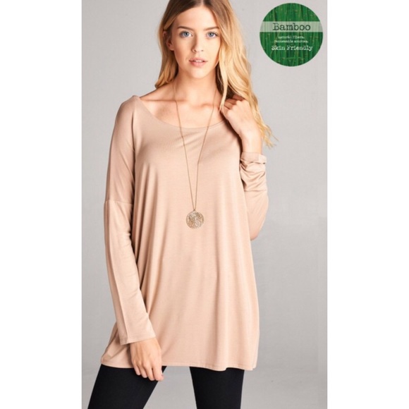 Mocha Loose Fit Tunic Top S M L - Picture 2 of 3