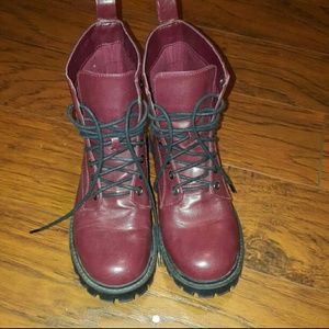 Maroon combat boots!