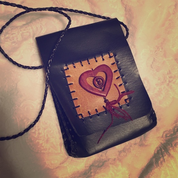 Cute little leather heart cross body bag