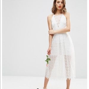 Bride-to-be go to pretty white eyelet dress!