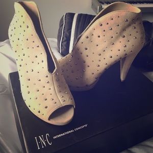NWT I.N.C. Studded Beige Peeptoe Heels.