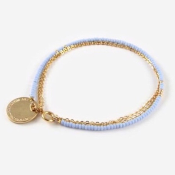 Pale blue ⭐️Sale⭐️seeded bracelets gold plated. - Picture 2 of 4