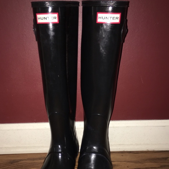 Tall Shiny Black Hunter Boots