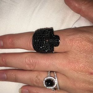 Studded black skull ring