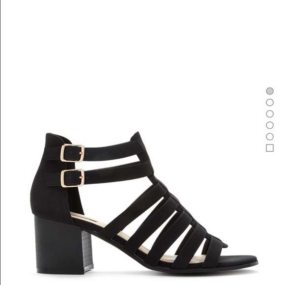 Faux Suede Caged Heels