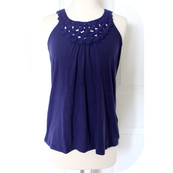 Navy Blue High Neck Tank - Picture 1 of 4