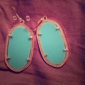 Teal and gold earrings