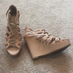 BCBGeneration Nude laced wedges