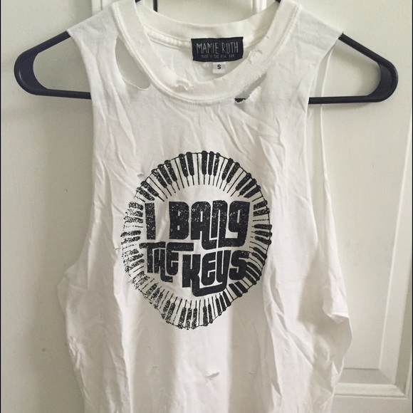 Mamie Ruth I Bang the Keys destroyed shirt NWOT