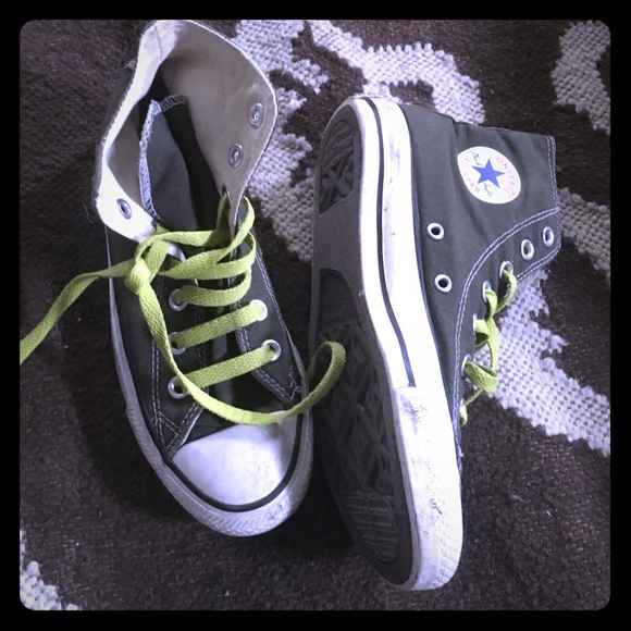Cool and unique dark green high top converse