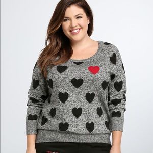 Torrid Heart Print Raglan Sweater