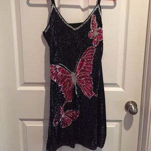 Black and Pink Sequin Butterfly Dress. Fits M