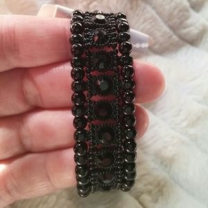Black beaded crystal cuff