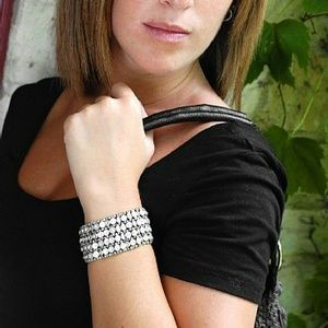 Silver and crystal cuff bracelet
