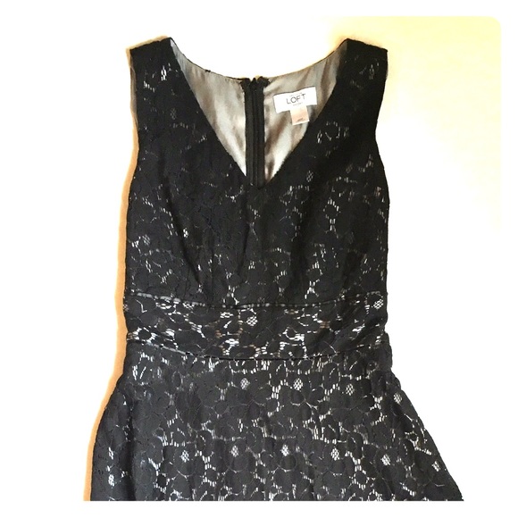 Ann Taylor Loft 00P Black Lace Sleeveless Dress