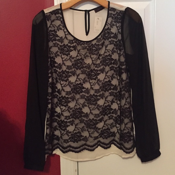 Sheer lace long sleeve blouse