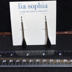 Silver and black drop earrings