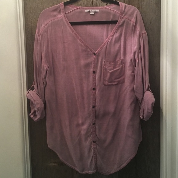 LA Hearts button down top