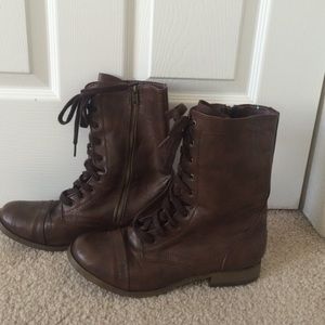 Brown combat boots