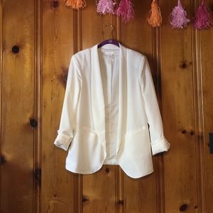 H&M White Satin Blazer