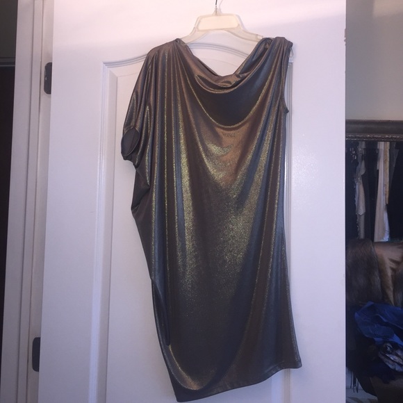 gold one sleeve dress
