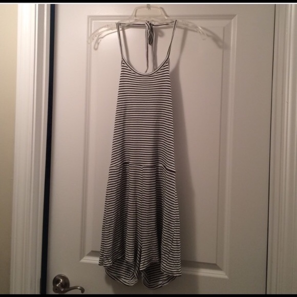 Black and White Striped Romper