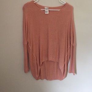 Pink high low button back sweater