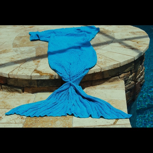 SALE Turquoise Blue Crocheted Mermaid Tail blanket