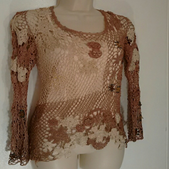 Designer Beaded Crotched top, size XLarge
