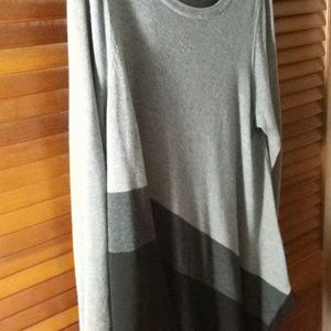 Women's Grey Swoop Neck Stylized Sweater