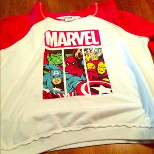 White and red baseball long sleeve shirt.